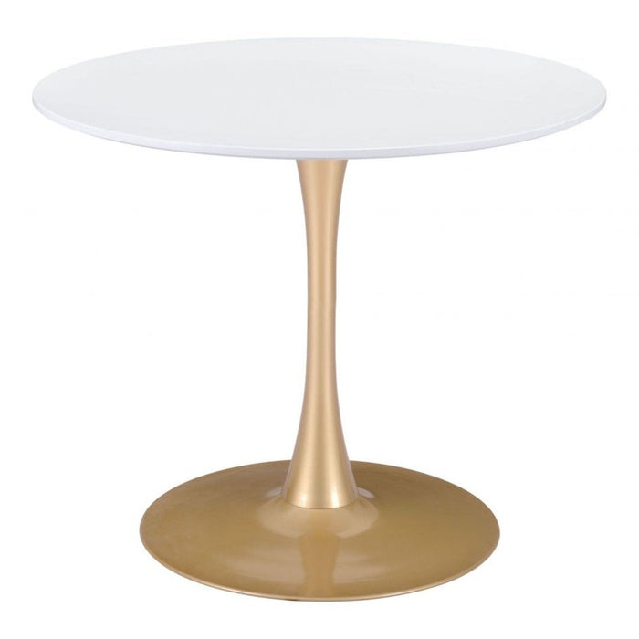 Zuo Opus White & Gold Dining Table - Elegant Modern Design