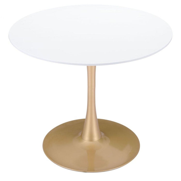 Zuo Opus White & Gold Dining Table - Elegant Modern Design