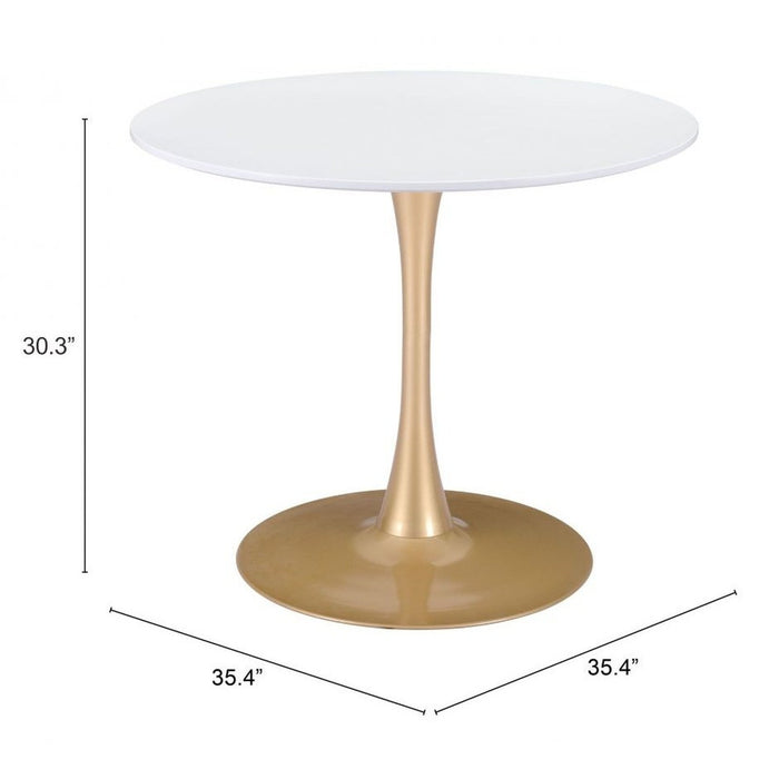 Zuo Opus White & Gold Dining Table - Elegant Modern Design