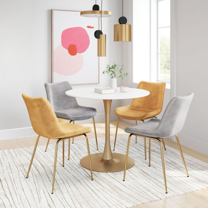 Zuo Opus White & Gold Dining Table - Elegant Modern Design