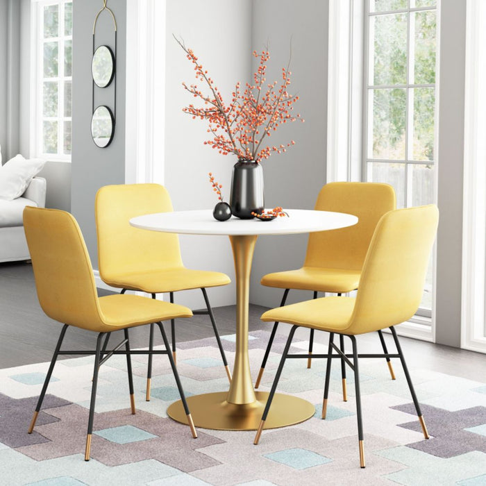 Zuo Opus White & Gold Dining Table - Elegant Modern Design