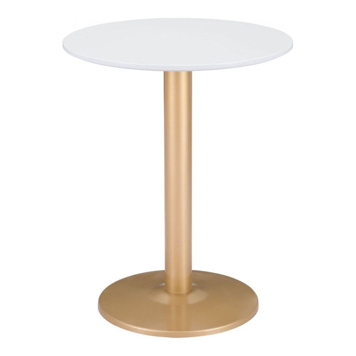 Zuo Alto White & Gold Bistro Table - Chic Elegance for Modern Spaces