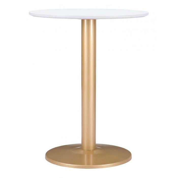 Zuo Alto White & Gold Bistro Table - Chic Elegance for Modern Spaces