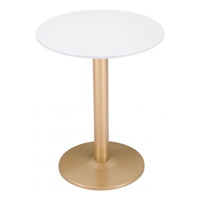 Zuo Alto White & Gold Bistro Table - Chic Elegance for Modern Spaces