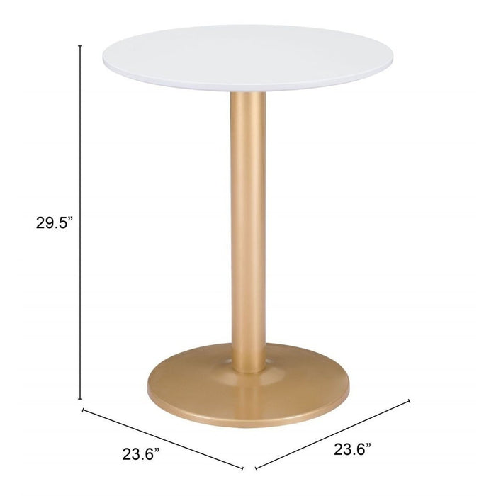 Zuo Alto White & Gold Bistro Table - Chic Elegance for Modern Spaces