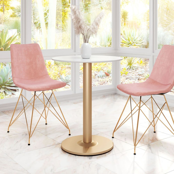 Zuo Alto White & Gold Bistro Table - Chic Elegance for Modern Spaces