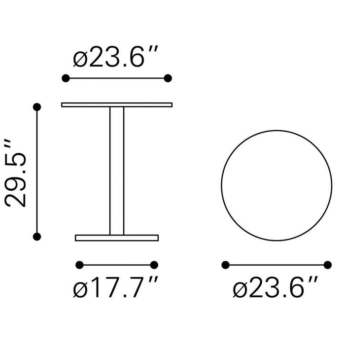 Zuo Alto White & Gold Bistro Table - Chic Elegance for Modern Spaces