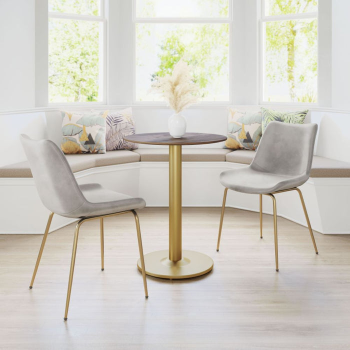 Zuo Alto Bistro Table: Elegant Brown & Gold Accent