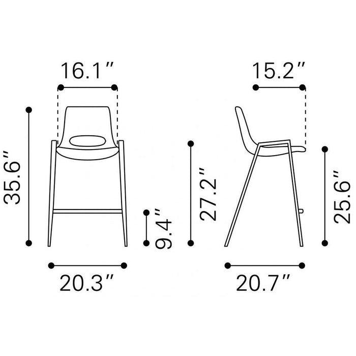 Zuo Desi Counter Chairs: Set of 2 in Beige & Walnut – Stylish Seating Duo