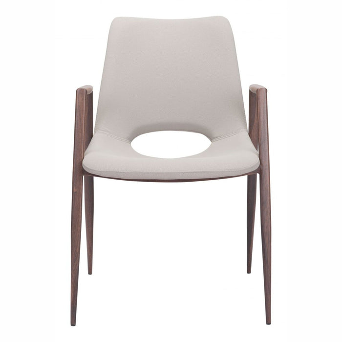 Zuo Desi Dining Chairs: 2-Piece Set in Beige & Walnut