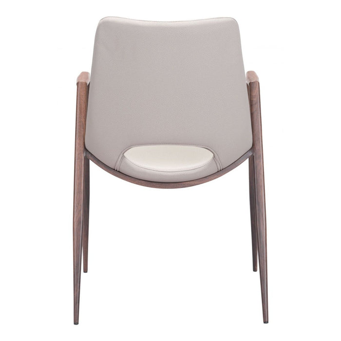 Zuo Desi Dining Chairs: 2-Piece Set in Beige & Walnut