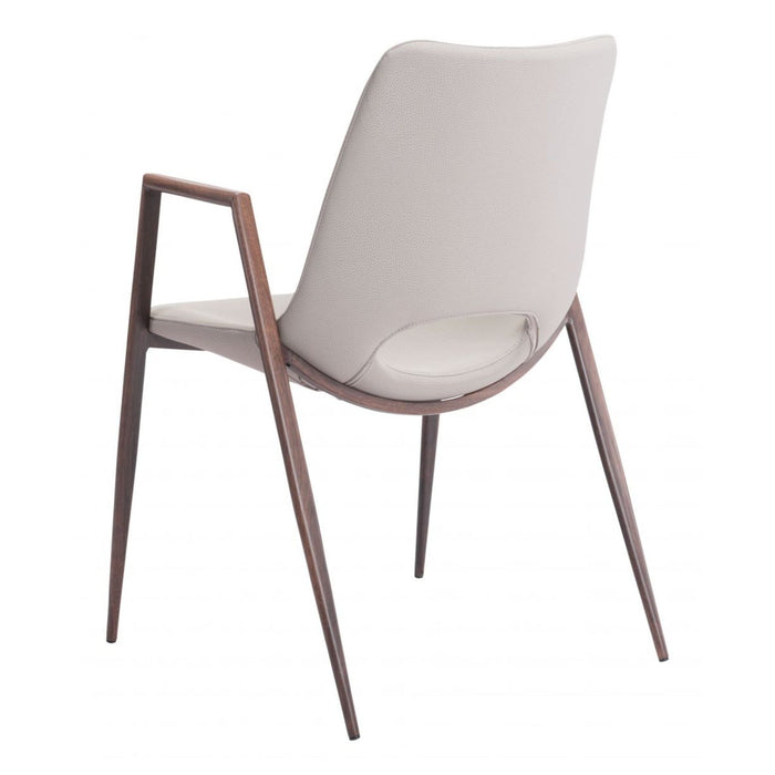 Zuo Desi Dining Chairs: 2-Piece Set in Beige & Walnut