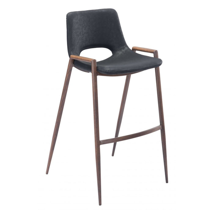 Zuo Desi Bar Chair Set: 2-Piece Black & Walnut Duo