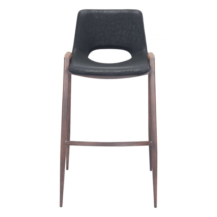 Zuo Desi Bar Chair Set: 2-Piece Black & Walnut Duo