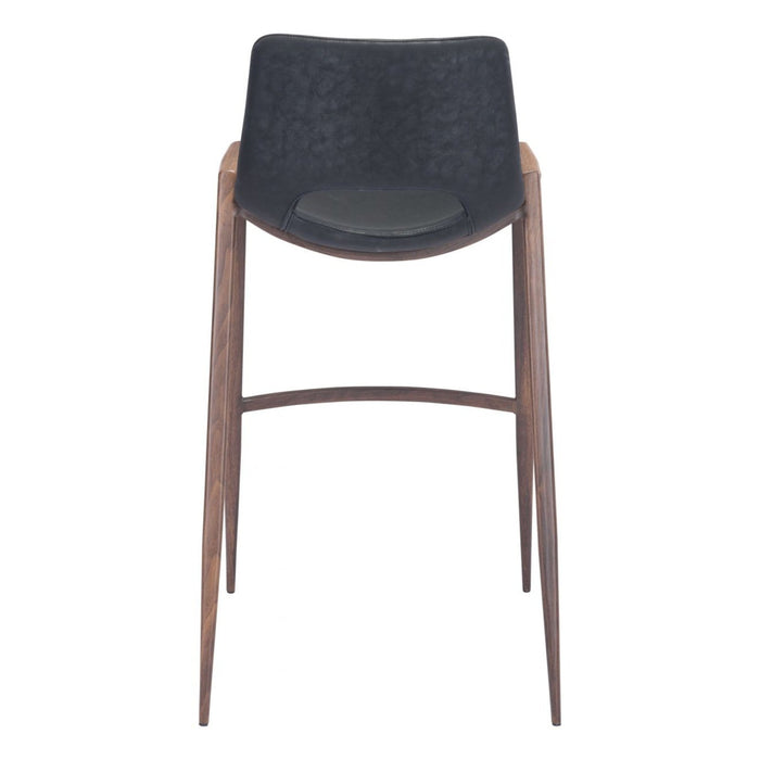 Zuo Desi Bar Chair Set: 2-Piece Black & Walnut Duo