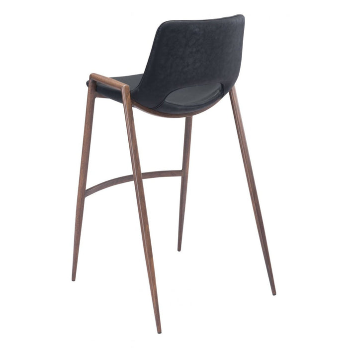 Zuo Desi Bar Chair Set: 2-Piece Black & Walnut Duo