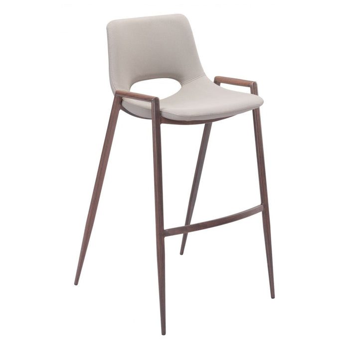 Zuo Beige & Walnut Bar Chairs: Set of 2 for Stylish Seating