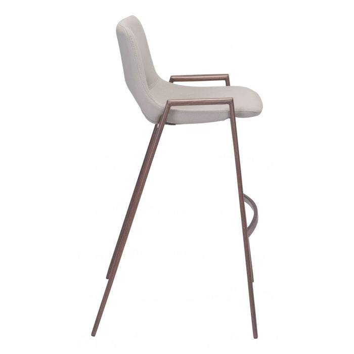 Zuo Beige & Walnut Bar Chairs: Set of 2 for Stylish Seating