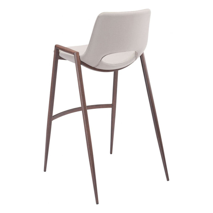 Zuo Beige & Walnut Bar Chairs: Set of 2 for Stylish Seating