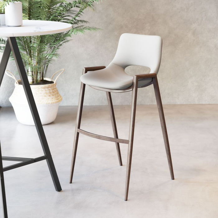 Zuo Beige & Walnut Bar Chairs: Set of 2 for Stylish Seating