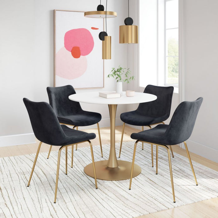 Zuo Tony Dining Chairs: Elegant Black & Gold Set (2-Pack