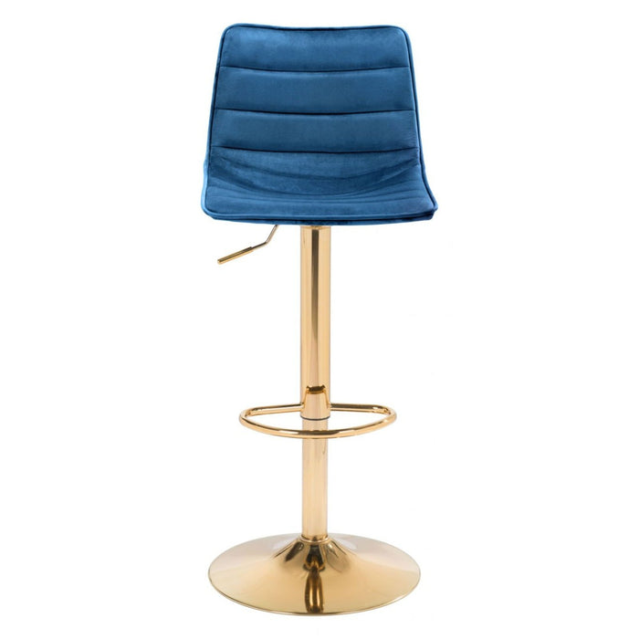 Zuo Prima Dark Blue & Gold Bar Chair - Elegant Seating