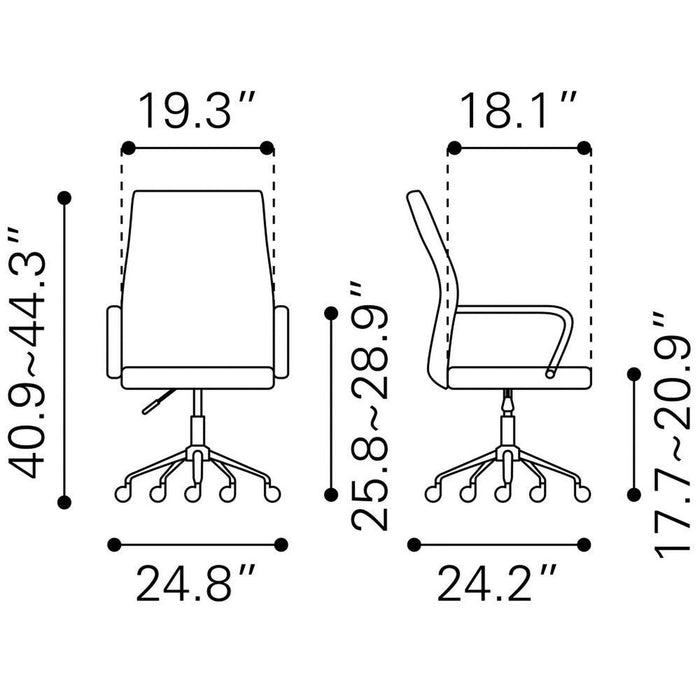 Zuo Primero White Office Chair - Sleek Comfort