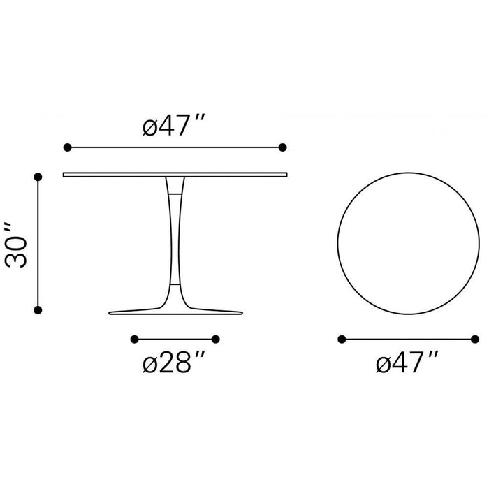 Ithaca White & Gold Dining Table by Zuo - Elegant Modern Design