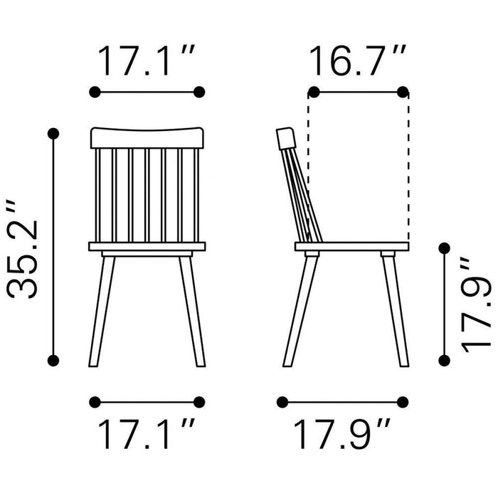 Zuo Ashley Black Dining Chairs - Set of 2 for Stylish Seating