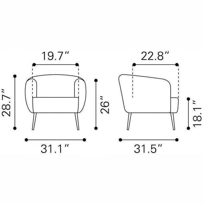 Zuo Karan Green Accent Chair - Stylish Seating for Any Space