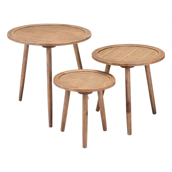 Zuo Paul Accent Tables - 3-Piece Set in Natural Finish