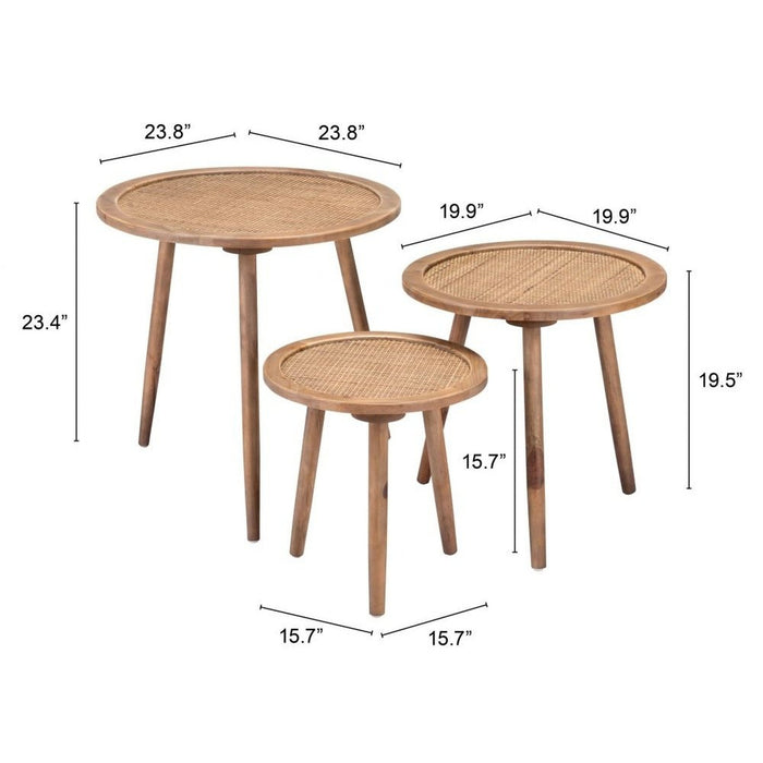 Zuo Paul Accent Tables - 3-Piece Set in Natural Finish