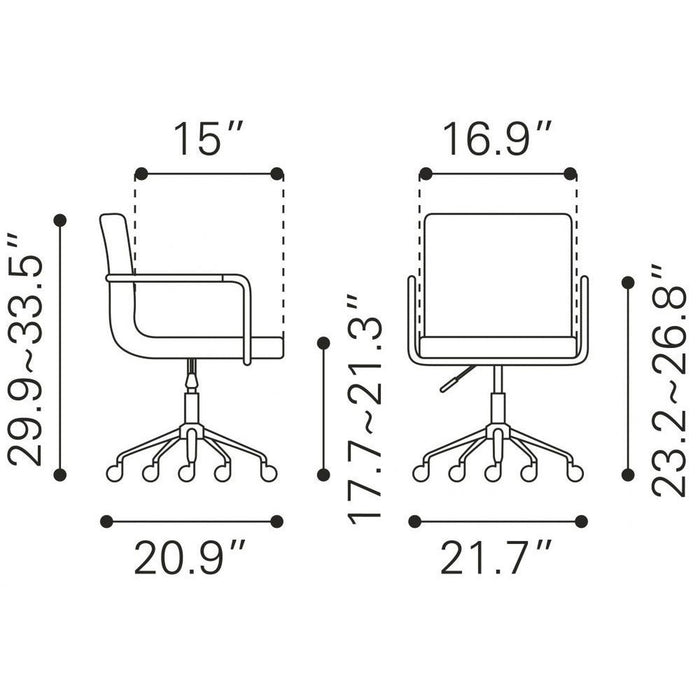 Zuo Kerry Office Chair Gray