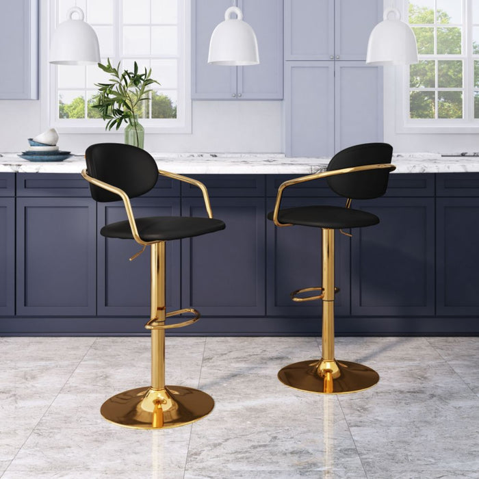 Glam Up Your Space with Zuo Gusto Bar Chair in Stunning Black & Gold