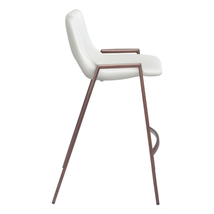 Zuo Desi Counter Chairs: 2-Piece Set in Unique White & Walnut Design