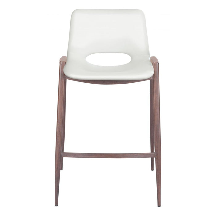 Zuo Desi Counter Chairs: 2-Piece Set in Unique White & Walnut Design