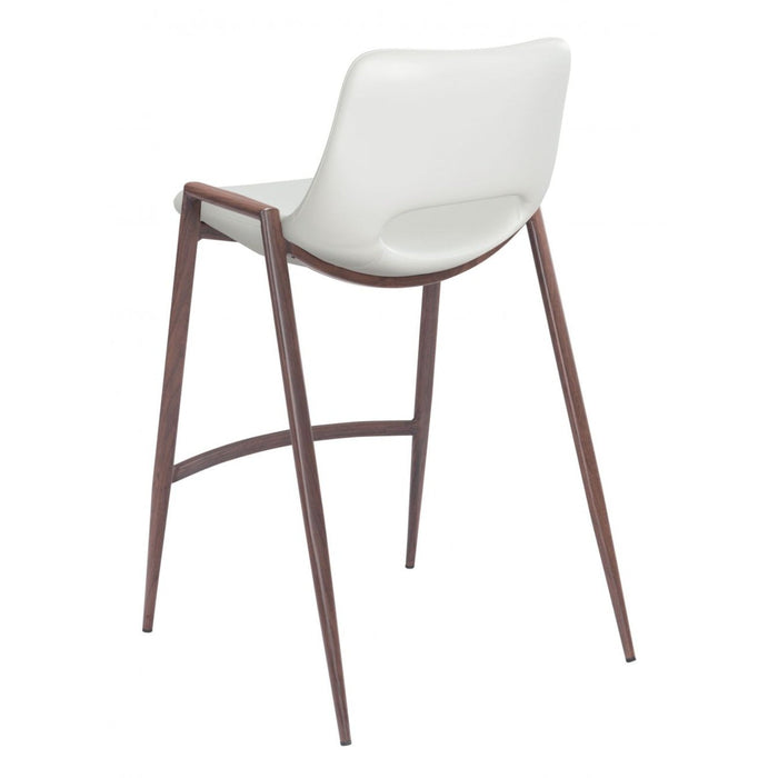 Zuo Desi Counter Chairs: 2-Piece Set in Unique White & Walnut Design