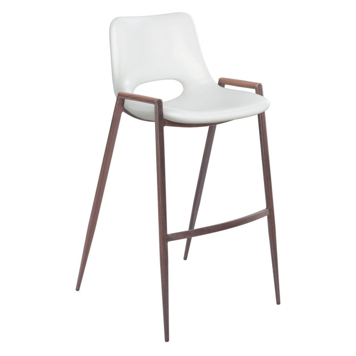 Zuo Desi Bar Chairs (2-Pack) - Elegant White & Walnut Duo