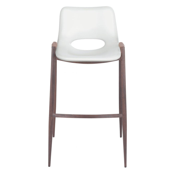 Zuo Desi Bar Chairs (2-Pack) - Elegant White & Walnut Duo