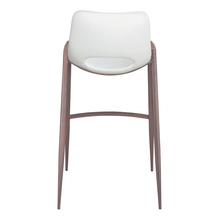 Zuo Desi Bar Chairs (2-Pack) - Elegant White & Walnut Duo