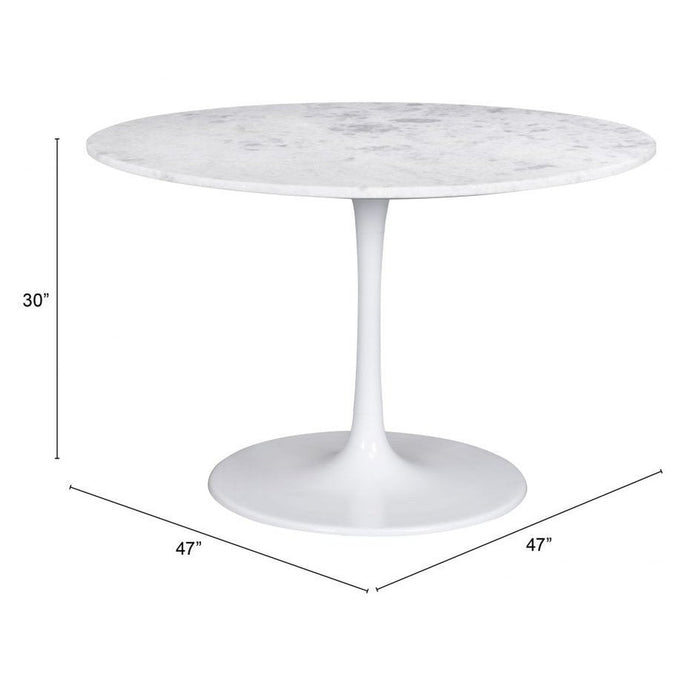 Zuo Phoenix White Dining Table: Sleek Elegance for Contemporary Spaces