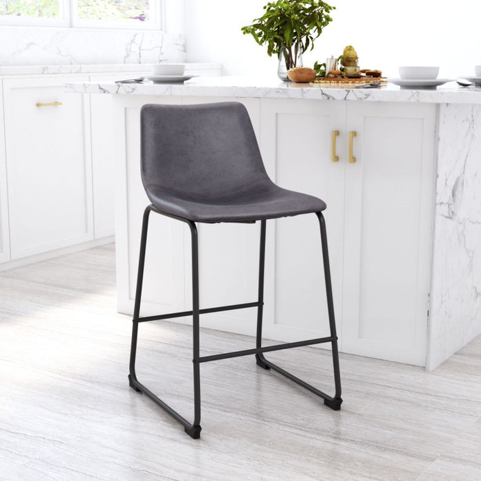 Zuo Smart Counter Chairs: Set of 2 in Charcoal - Stylish Seating