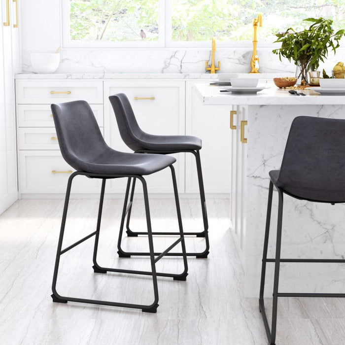 Zuo Smart Counter Chairs: Set of 2 in Charcoal - Stylish Seating