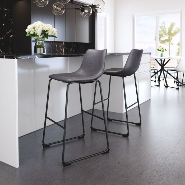 Zuo Smart Bar Chair Set: Stylish Charcoal Seating for Two