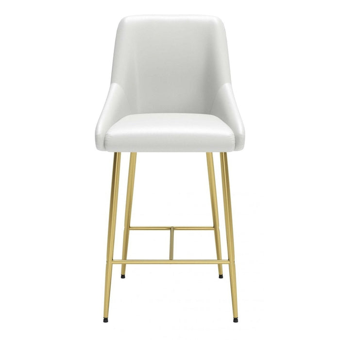 Zuo Madelaine White & Gold Counter Chair - Elegant Seating
