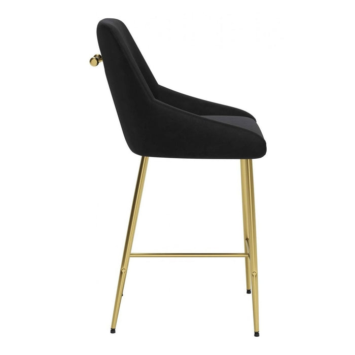 Zuo Madelaine Counter Chair: Sleek Black & Gold Design