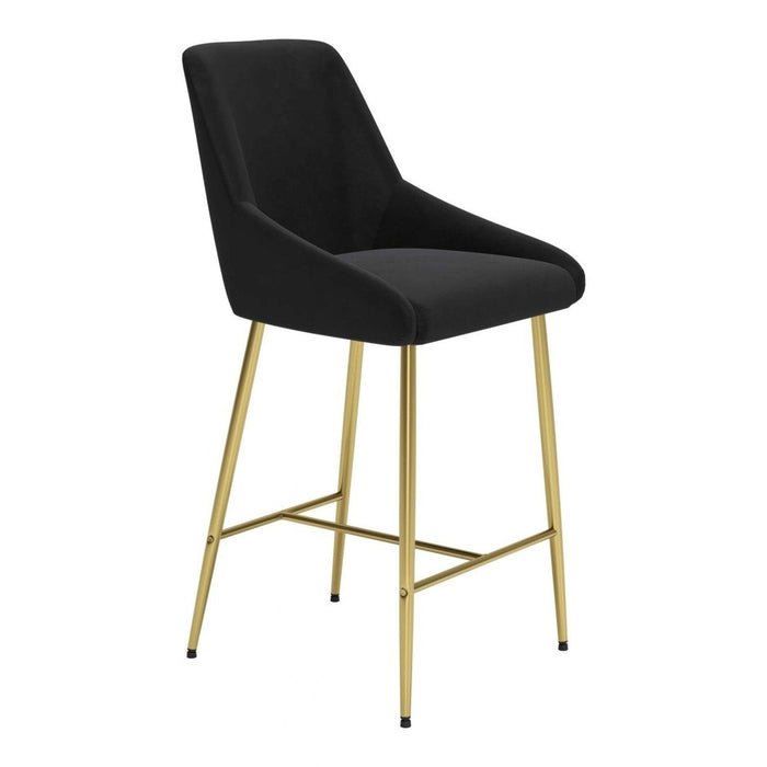 Zuo Madelaine Counter Chair: Sleek Black & Gold Design