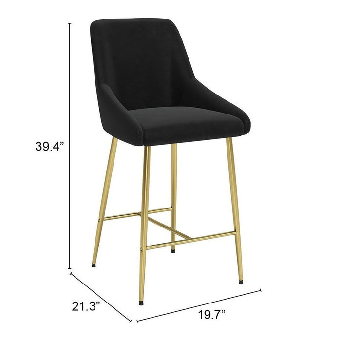 Zuo Madelaine Counter Chair: Sleek Black & Gold Design