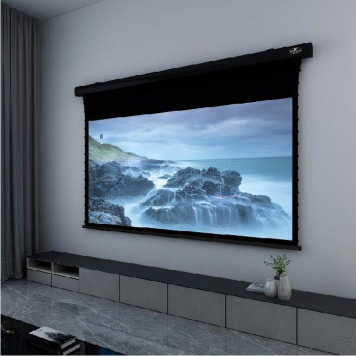 VIVIDSTORM Pearl White Cinema Plus: Motorized Tension Floor Rising Projector Screen