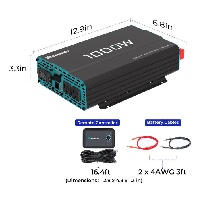 Renogy 1000W 12V Pure Sine Wave Inverter